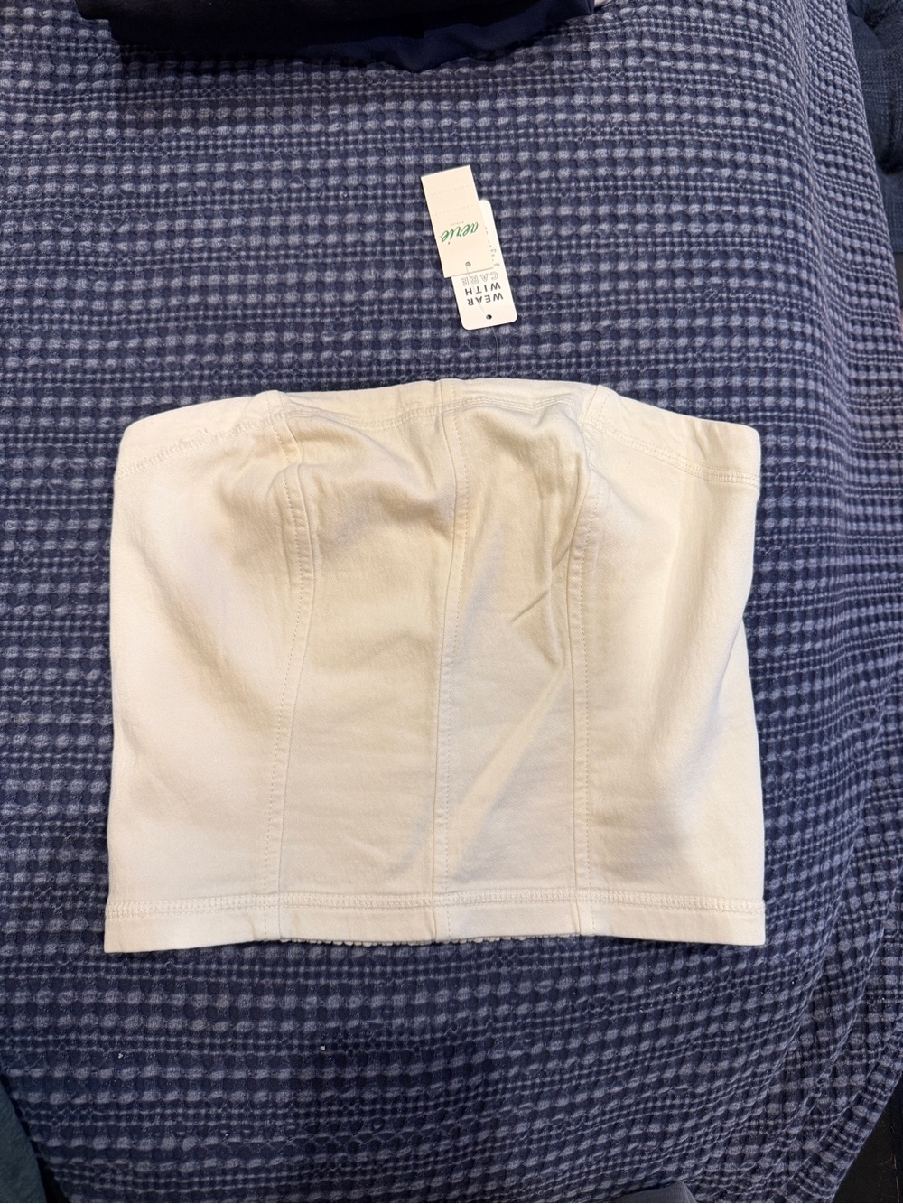 aerie Cream Smocked Strapless Tube Top